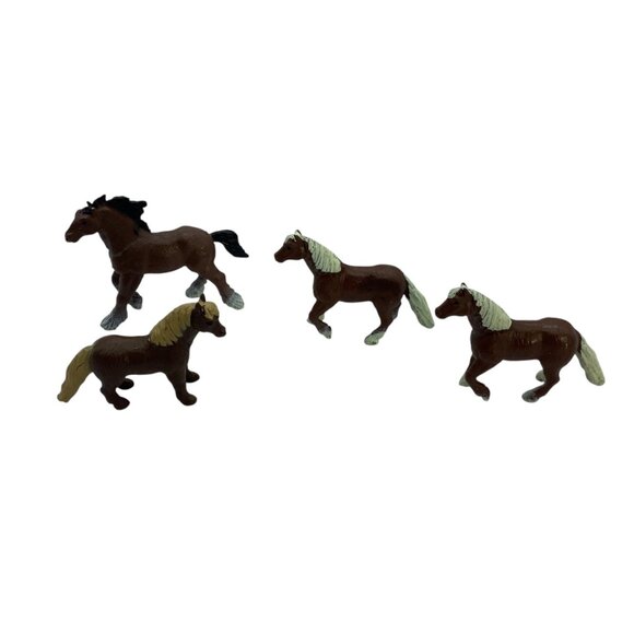 Vtg Safari Clydesdale Haflinger Miniature Brown Horses Set Of 4 - Picture 8 of 12